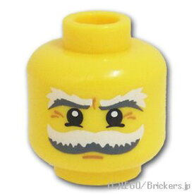 レゴ パーツ ミニフィグ ヘッド - 白髪交じりの口髭と眉毛 [ Yellow / イエロー ] | LEGO純正品の バラ 売り