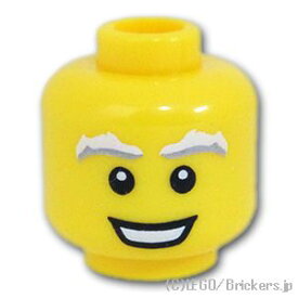 レゴ パーツ ミニフィグ ヘッド - 白いフサフサ眉毛のおじさん [ Yellow / イエロー ] | LEGO純正品の バラ 売り