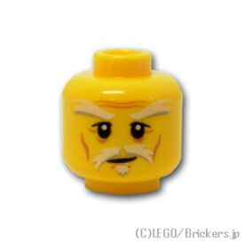 レゴ パーツ ミニフィグ ヘッド - 白い眉毛と口ひげのおじいさん [ Yellow / イエロー ] | LEGO純正品の バラ 売り
