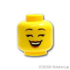レゴ パーツ ミニフィグ ヘッド - ミディアムヌガーのリップの大笑い／スマイル [ Yellow / イエロー ] | LEGO純正品の バラ 売り