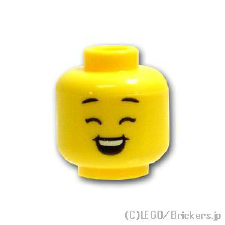 楽天市場 レゴ パーツ ミニフィグ ヘッド 黒い眉毛の太った顔の大笑い スマイル Yellow イエロー Lego純正品の バラ 売り ブリッカーズ楽天市場店