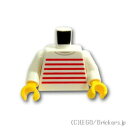 レゴ パーツ トルソー - レッドボーダーのセーター [White/ホワイト] | LEGO純正品の バラ 売り