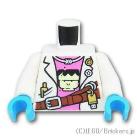レゴ パーツ トルソー - フランケンシャツとブラウンベルトの白衣 [ White / ホワイト ] | LEGO純正品の バラ 売り