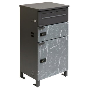 【メーカー直送】MOJYU 宅配ボックス付ポスト Pietro ピエトロ 宅配2段タイプ ダークグレー/グレー大理石風 PBX-089