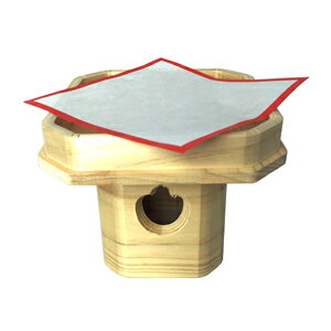 手作りの伝統工芸品 ひのき 三宝 8号 赤枠敷紙付