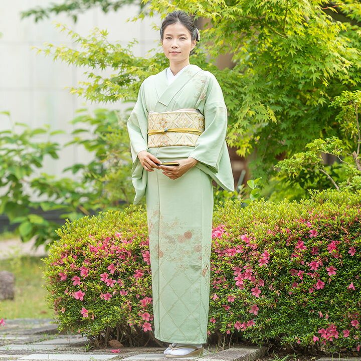 楽天市場】【レンタル】夏用 着物 単衣 訪問着 フルセット（HEHO-MI067 