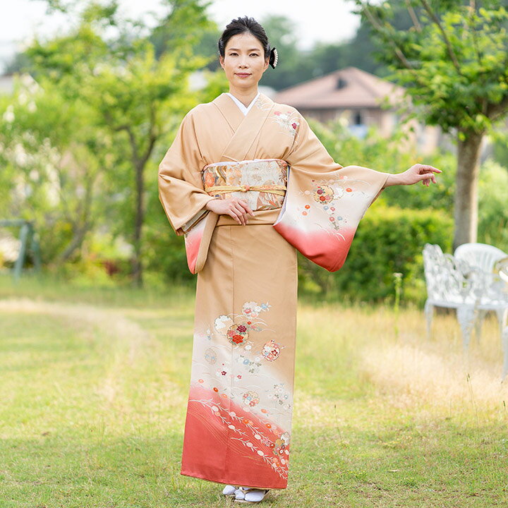 楽天市場】【レンタル】高級正絹 着物 訪問着 フルセット 木蘭色 