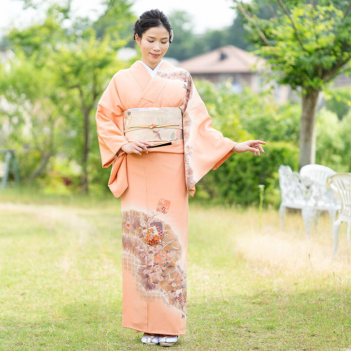 楽天市場】【レンタル】高級正絹 着物 訪問着 留袖 フルセット 珊瑚色  