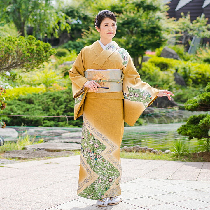 楽天市場】【レンタル】高級正絹 着物 訪問着 留袖 フルセット 菜種油 