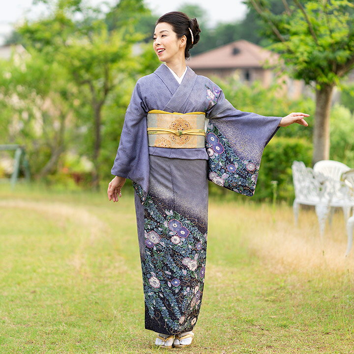 楽天市場】【レンタル】高級正絹 着物 訪問着 留袖 フルセット 藤紫  