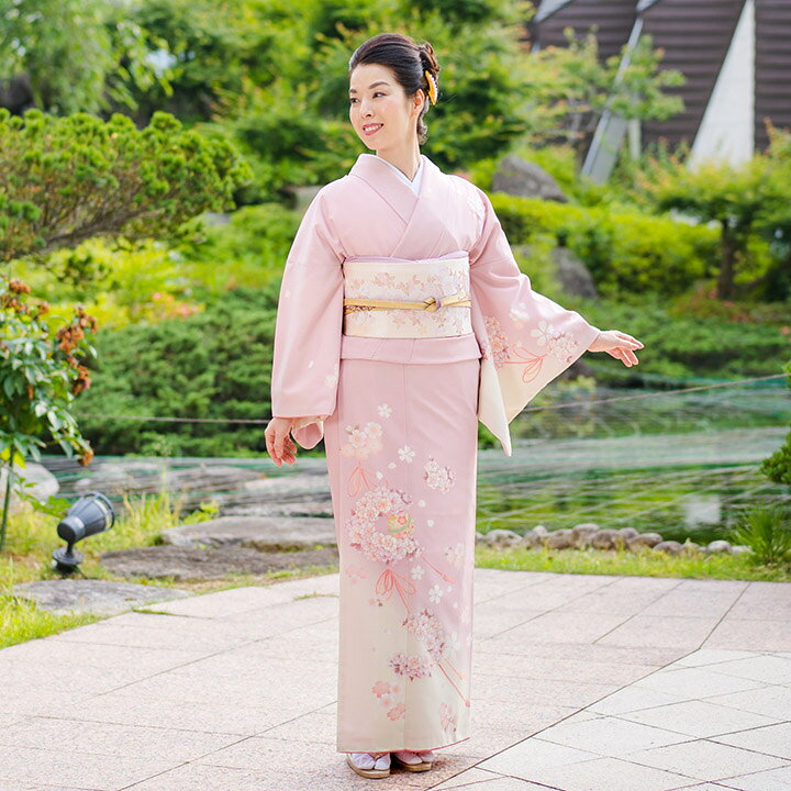 楽天市場】【レンタル】訪問着 フルセットレンタル 訪問着 桜色 花薬玉 