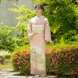 【レンタル 高級正絹 色留袖 フルセットレンタル】色留袖 留袖 レンタル 珊瑚色 山水文様（ITS-MI017）色留め袖 結婚式 列席衣装 色留袖 入学式 卒業式 母親 叔母 式典 親戚 叙勲 式典 仲人 安い 人気