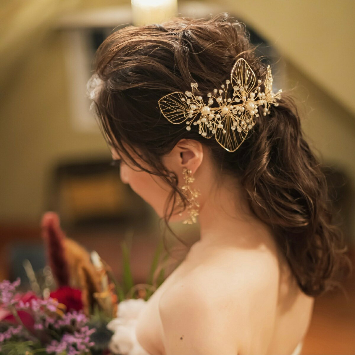 低価高評価 ゴールドヘッドドレス ブライダルヘアアクセサリー結婚式ウェディング