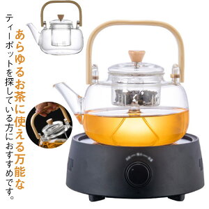 茶こし付き 耐熱ガラス 紅茶 ガラス製ポット 天然木 持ち手付き 大容量 ジャンピング フルーツティー 花茶 リーフティー 工芸茶 ハーフティー 直火可 IH対応 家庭用 耐熱ガラス お洒落