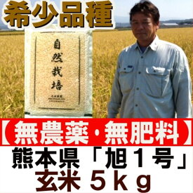 無農薬 『玄米 旭1号 5キロ 』 自然栽培歴10年以上米　2023年産（令和5年）。 ササニシキ・コシヒカリの祖先　/ 元田農園 / 九州 熊本産/5kg