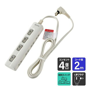 ELPA �����d�� LED�����v �X�C�b�`�t�^�b�v4P2m�� 4901087200290 WLS-LY42EB(W)