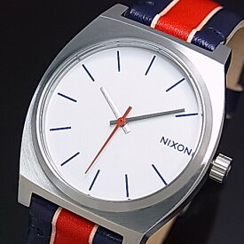 NIXON【ニクソン】TIME TELLER/タイムテラー ボーイズ 腕時計 ホワイト/ストライプス ホワイト文字盤 ネイビー/レッドレザーべルト【送料無料】A045-1854(国内正規品)