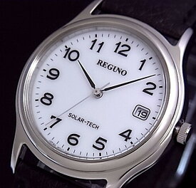 CITIZEN/REGUNO【シチズン/レグノ】メンズ ソーラー腕時計 ホワイト文字盤 ブラックレザーベルト RS25-0033B(国内正規品)