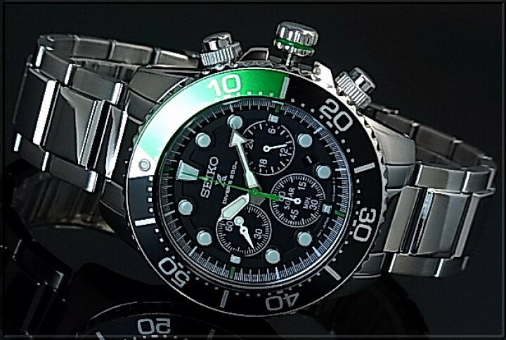 楽天市場 Seiko Prospex セイコー プロスペックス メンズ Diver S ダイバーズウォッチ クロノグラフ メンズ ソーラー腕時計 ブラック グリーンベゼル メタルベルト ブラック文字盤 海外モデル 並行輸入品 Ssc615p1 ｂｒｉｇｈｔ