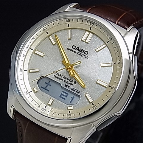 CASIO/Wave Ceptor【カシオ/ウェーブセプター】メンズ腕時計 ソーラー電波腕時計 シャンパン文字盤  ブラウンレザーベルト(国内正規品)WVA-M630L-9AJF | ＢＲＩＧＨＴ