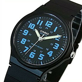 ■メール便配送■CASIO/Standard【カシオ/スタンダード】アナログクォーツ メンズ腕時計 ボーイズサイズ ラバーベルト ブラック/ブルー文字盤 海外モデル【並行輸入品】MQ-71-2B