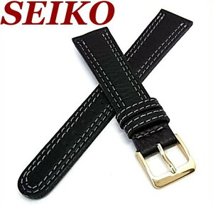 SEIKO/メンズ腕時計用替えベルト【セイコー】牛革スムースダブルステッチベルト ブラックレザー 18-15 DED7