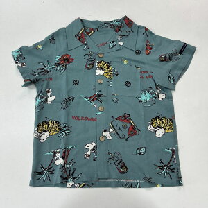 送料無料【SVW1542-272】 スヌーピー SNOOPY フォルクスワーゲン volkswagen コラボ 半袖 アロハシャツ ユニセックス 男女兼用 シャツ 外車 VW アメカジ サーフィン キャンプ キナリ カーキ S M L LL
