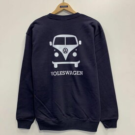 送料無料【BVW9300M】 フォルクスワーゲン ワーゲンバス volkswagen トレーナー スウェット 裏毛 裏パイル ワンポイント 刺繡 バックプリント 外車 VW ストリート メンズ レディース リンクコーデ ネイビー アシッドブルー サンドベージュ M L XL サイズ