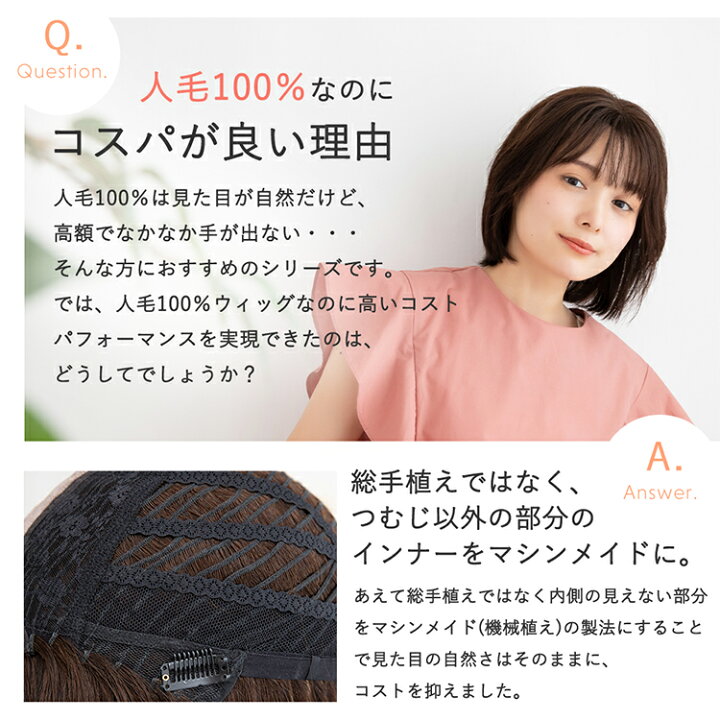 楽天市場】【返品・色交換OK】 医療用ウィッグ 人毛100% 選べる3タイプ 