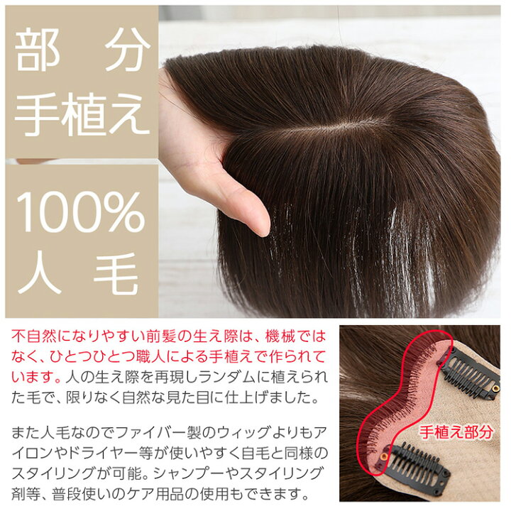 楽天市場】【返品・色交換OK】 2サイズ 人毛100% 部分ウィッグ 頭頂部 