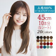 45cm10本分（5シート） 人毛シールエクステ 全20色 人毛エクステ 人毛100% メッシュ 自然 人毛 エクステ …