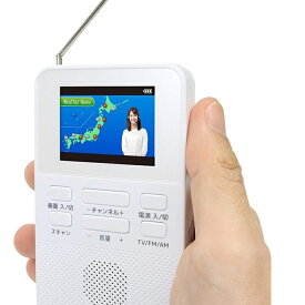 【送料無料】STAYER 2インチ ワンセグ テレビ 小型テレビ TV 乾電池 USB給電 2電源 SH-GDTV-DC AM ワイドFM FM ポケットサイズ 軽量 FMラジオ USB電源 スピーカー内蔵 ワンセグTV ポータブルテレビ ラジオ ホワイト 白 スキャン機能搭載 コンパクト キャンプ