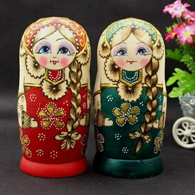 人形民芸品マトリョーシカロシア土産物手作り人形手描きオブジェ7個組20cmインテリア雑貨洋風ギフトプレゼント北欧雑貨伝統工芸おもちゃ飾り誕生日キッズ子供部屋ハロウィンクリスマス赤緑