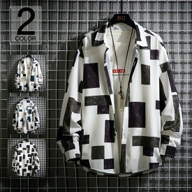 カジュアルシャツ秋服メンズゆったりビッグシルエットメンズシャツ長袖韓国ファッションメンズシャツ