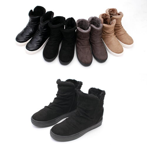 【予約品/12月下旬入荷】もこもこファースニーカーブーツサイドジップインヒール入り