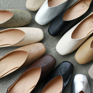 【マラソン最終日★全品20%OFFクーポン発行中】【一部予約/8月上旬入荷】【送料無料・北海道/沖縄別途】2WAY スクエアトゥ バブーシュ Vカット フラットパンプス パンプス 痛くない フラットシューズ