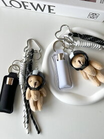 LIPケース ヘルメット ベアーチャーム くまさん バッグチャーム パラコードチャーム セット くまチャーム チャーム リップケースチャーム バッグアクセサリー じゃらじゃらつけ 韓国チャーム くまモチーフ ぬいぐるみ キーホルダー