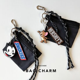 フィリックス ジェリー SNICKERS HERSHY'S ロゴ入りキーホルダー 黒ポーチ付き オールド キャラクターチャーム ミニポーチ付きチャーム バッグアクセサリー パラコード付き ネコポス送料無料 キーホルダー