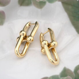 ティファニー ハードウェア ミディアム リンク ピアス イエローゴールド 73584558/73584531 TIFFANY & Co. 新品ピアス 腕時計 送料無料