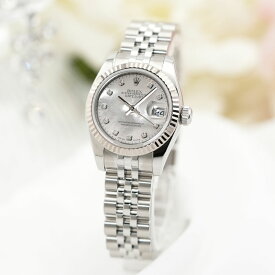 【60回払いまで金利0%】ロレックス デイトジャスト 179174NG ホワイト 保証書2016年 Z番 ROLEX 中古レディース 腕時計 送料無料