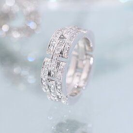 【60回払いまで金利0%】カルティエ マイヨンパンテール リング 3連 ホワイトゴールド パヴェダイヤモンド 9号 CARTIER 中古リング 腕時計 送料無料