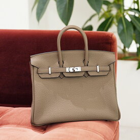【60回払いまで金利0%】エルメス バーキン 25 ベージュマルファ トゴ シルバー金具 ベージュ ブラウン 茶 HERMES 中古ハンドバッグ 送料無料