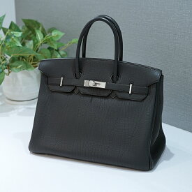 【60回払いまで金利0%】エルメス バーキン 35 フィヨルド ノワール ブラック シルバー金具 HERMES 中古ハンドバッグ 送料無料