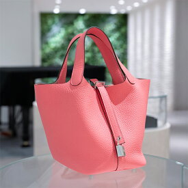 【60回払いまで金利0%】エルメス ピコタン ロック PM トリヨンクレマンス ローズアザレ シルバー金具 ピンク ローズ HERMES 中古ハンドバッグ送料無料