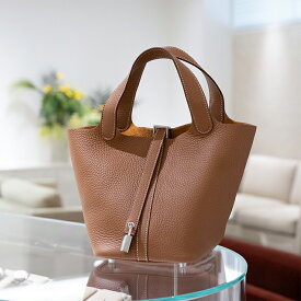 【60回払いまで金利0%】エルメス ピコタンロックPM トリヨンクレマンス ゴールド シルバー金具 HERMES 中古ハンドバッグ 送料無料