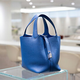 【60回払いまで金利0%】【新品】エルメス ピコタン ロック PM ブルータイ トリヨンクレマンス シルバー金具 ブルー 青 HERMESハンドバッグ 腕時計 送料無料