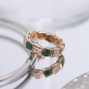 セルペンティ ヴァイパー リング ピンクゴールド ダイヤモンド マラカイト AN858203(355023)  BVLGARI 新品リング ブランドジュエリー 送料無料