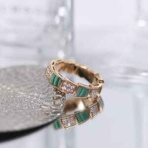 ブルガリ セルペンティ ヴァイパー リング ピンクゴールド ダイヤモンド マラカイト AN858203(355025)  BVLGARI 新品リング ブランドジュエリー 送料無料