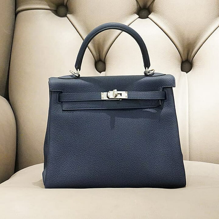 楽天市場】エルメス ケリー25 内縫い トゴ ブルーアンクル シルバー  
