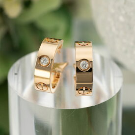 カルティエ ラブ フープ ピアス クラシックモデル ピンクゴールド ダイヤモンド B8301218 CARTIER 中古ピアス ブランドジュエリー 送料無料